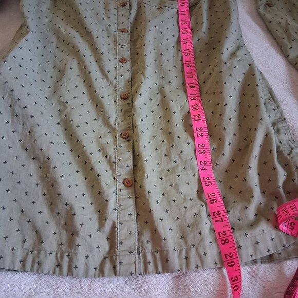 Duluth Trading Co. Women's Small Dark Sage Green Printed Artisan Hemp Shirt - Picture 13 of 13